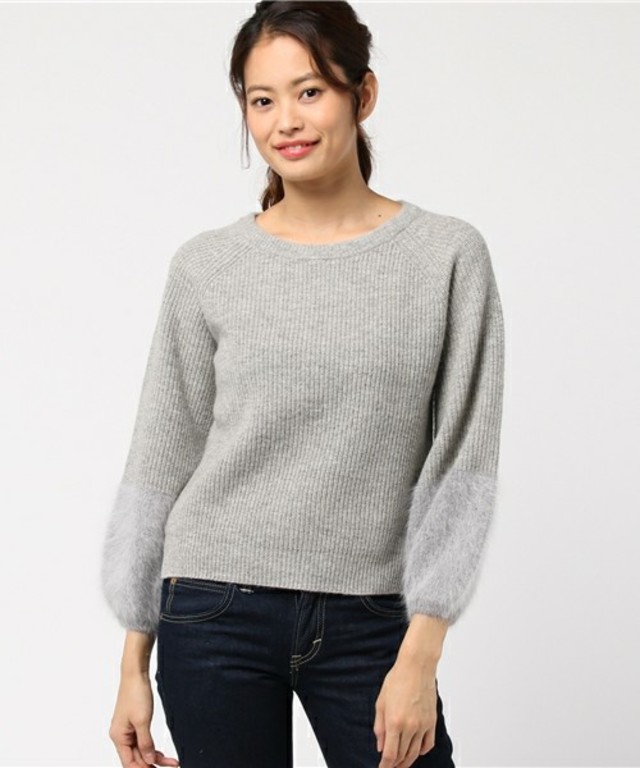 ADAM ET ROPE' ウールナイロン袖切替プルオーバー