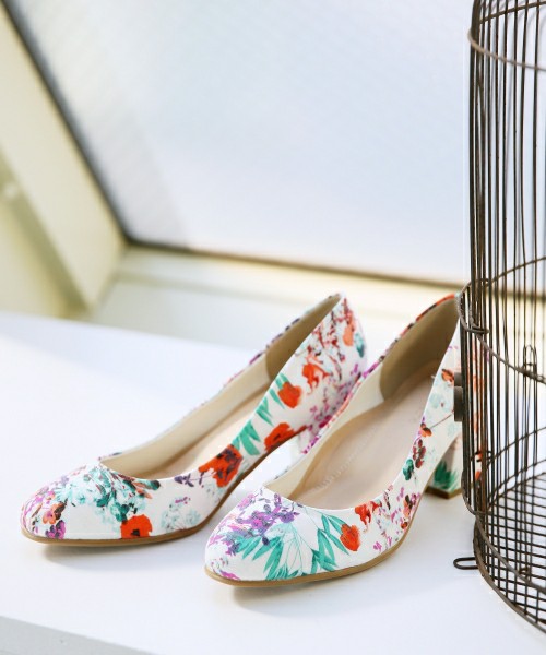 GLOBAL WORK チャンキーヒールパンプス