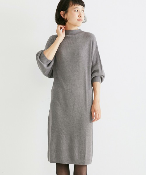 haco! 袖ぷっくりリブニットワンピース