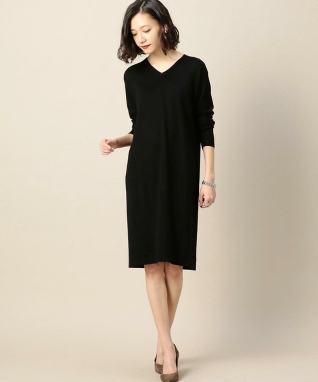 BEAUTY&YOUTH UNITED ARROWS ウォッシャブルウールミックス Vネックニットワンピース