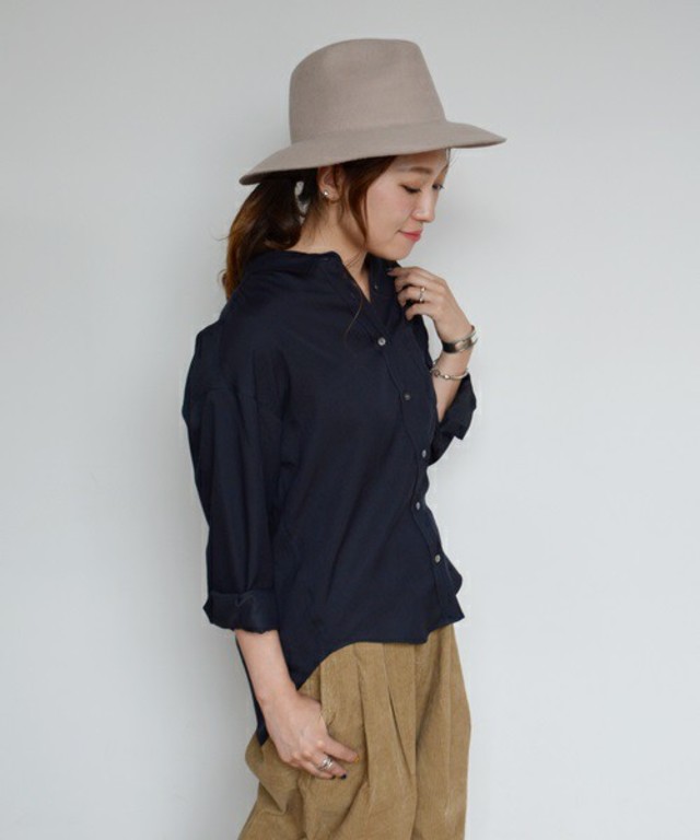 liflattie ships:ツイル オープンカラー ロングスリーブ