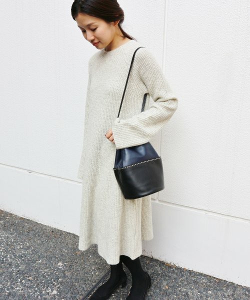 IENA シルクネップ フレアーワンピース