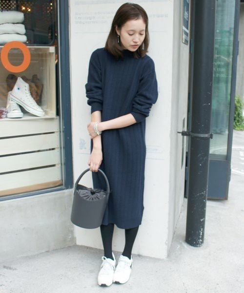 SLOBE IENA ベルトツキロングニットワンピース