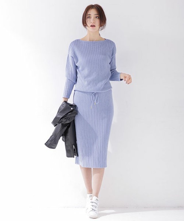 nano・universe/変形リブボートネックワンピース