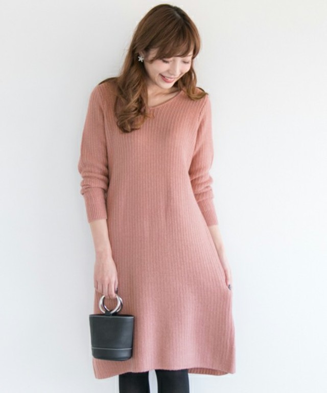 ROSSO/Vネックニットワンピース