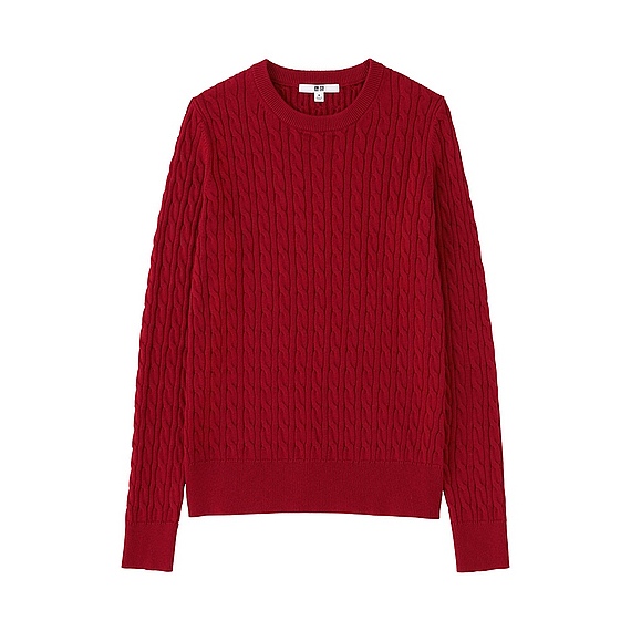 コットンカシミヤケーブルセーター