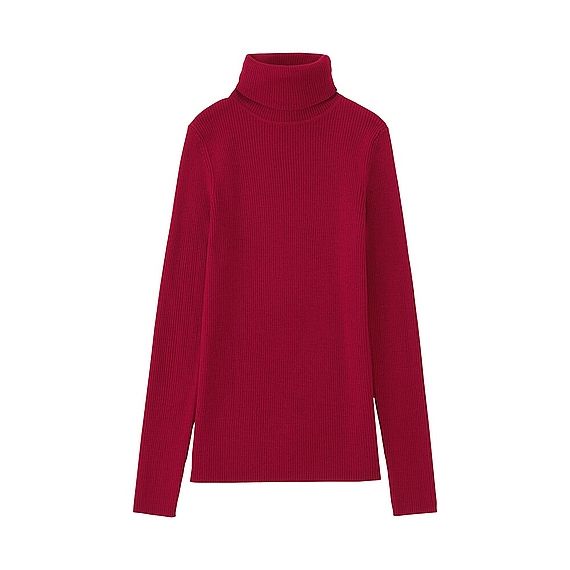 エクストラファイン　メリノリブタートルネックセーター