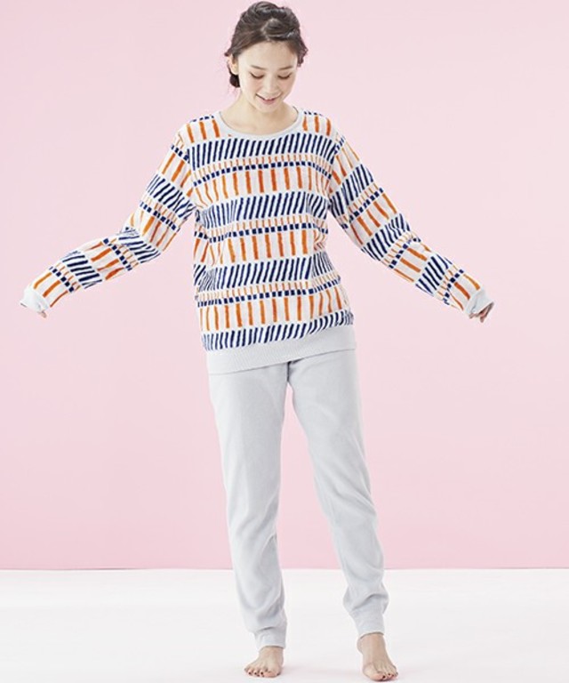 フリースフランネルニッティングプリント パジャマ