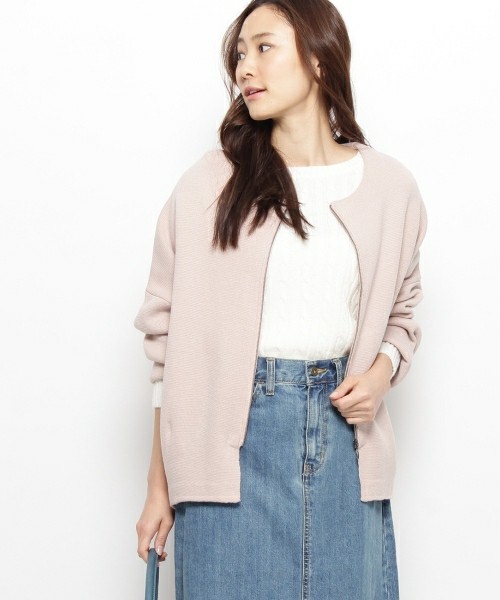ブルゾン型ニットカーディガン