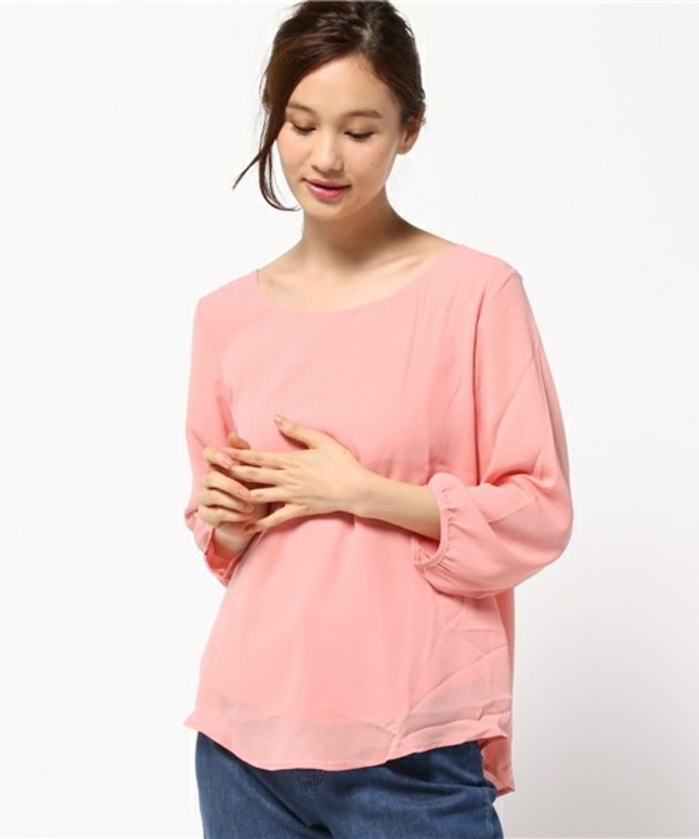 7分袖シフォンブラウス