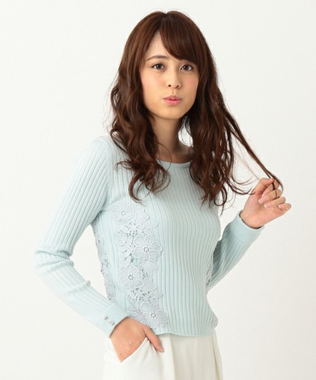 サイドレースリブニット