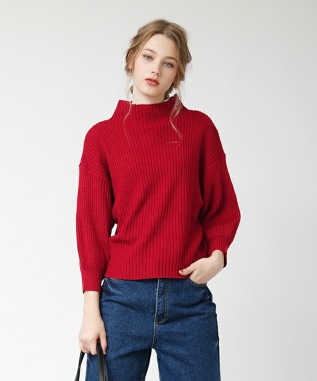 titivate ボトルネックリブニットプルオーバー