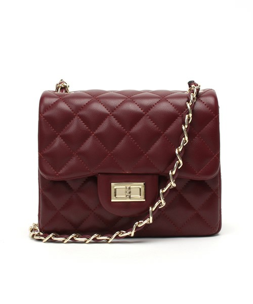 ダイヤ柄ステッチチェーンミニバッグ