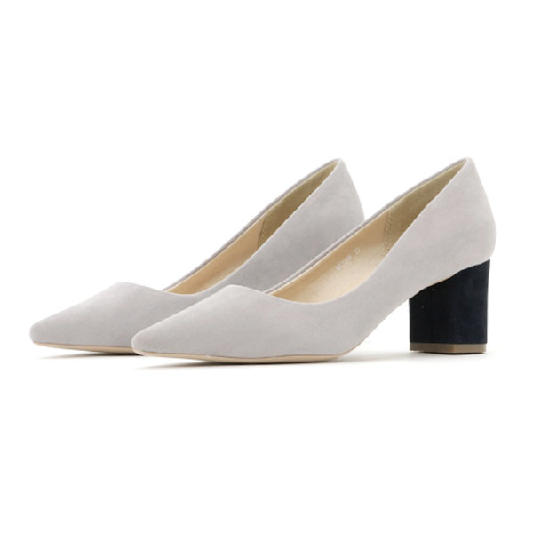 チャンキーヒールポインテッドパンプス
