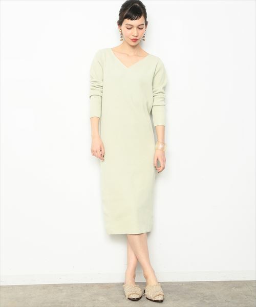 ADAM ET ROPE'　片畦 I ラインニットドレス