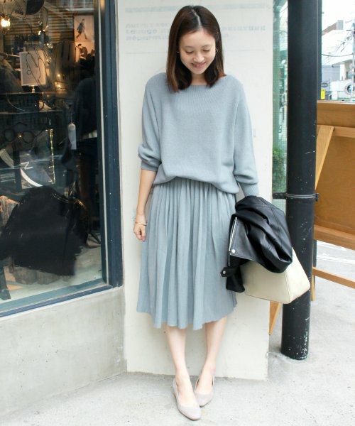 SLOBE IENA　畦ニット×ニットプリーツスカートセットアップ