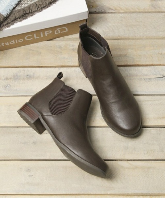 studio CLIP フェイクレザーサイドゴアブーツ