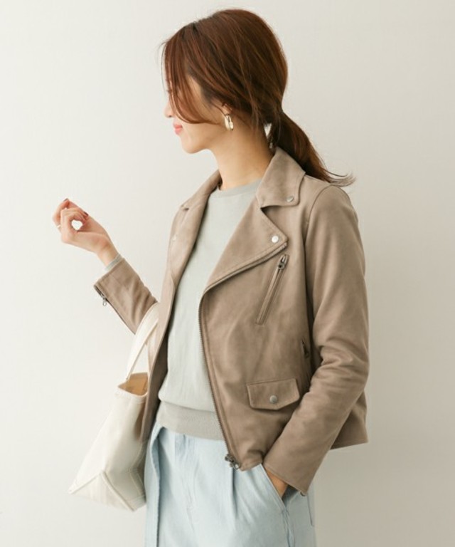 URBAN RESEARCH DOORS WOMENS DOORS フェイクスウェードライダースジャケット