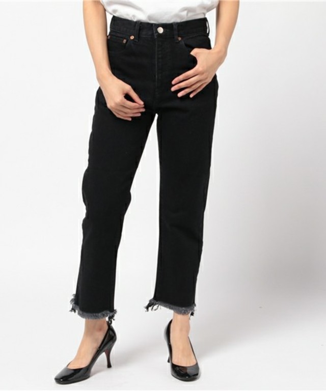 EDITION ムラ糸デニム カットオフストレートパンツ