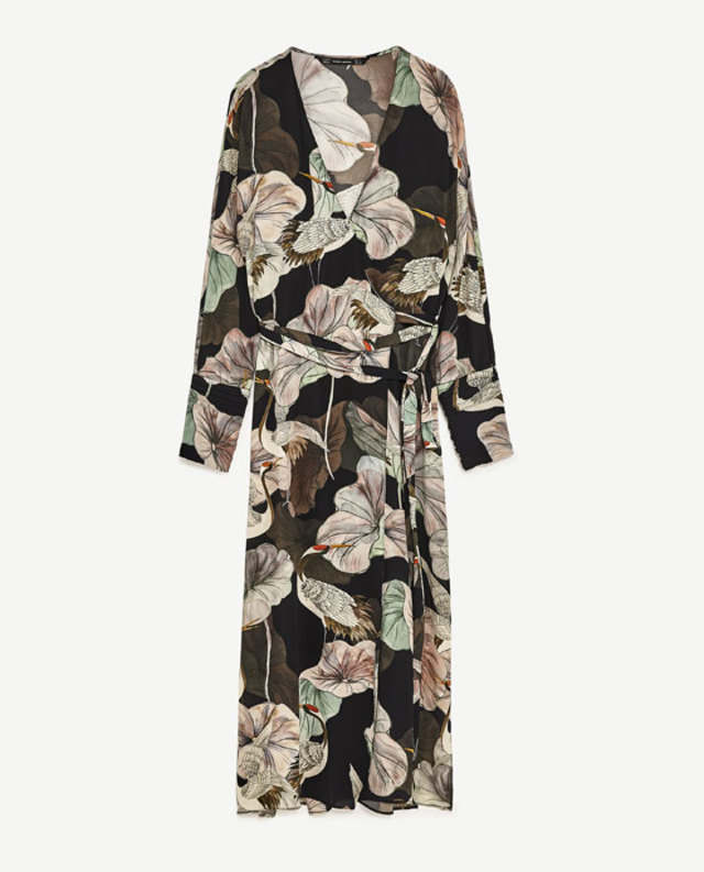 プリントローブドレス