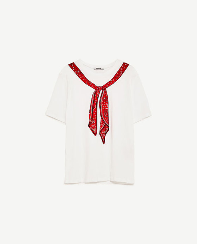 プリントディテール入りＴシャツ