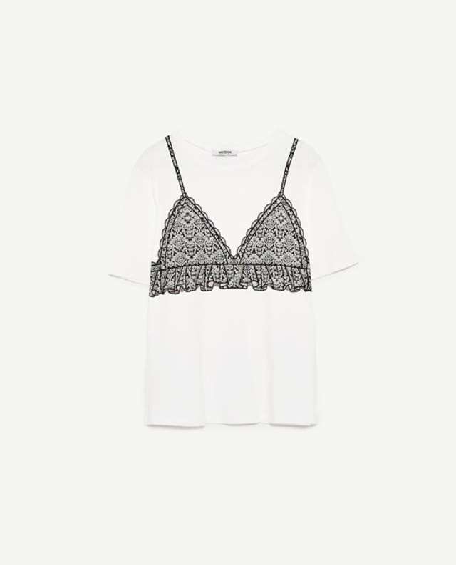 プリントディテールＴシャツ