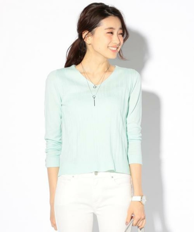 any SiS　コットンアクリル Vネックリブニット