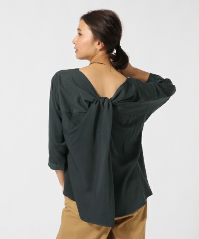 GLOBAL WORK　バッククロスブラウス8分袖