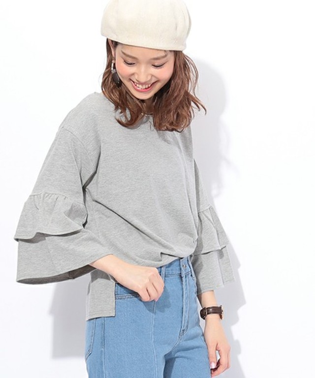 natural couture　WフリルスリーブTシャツ