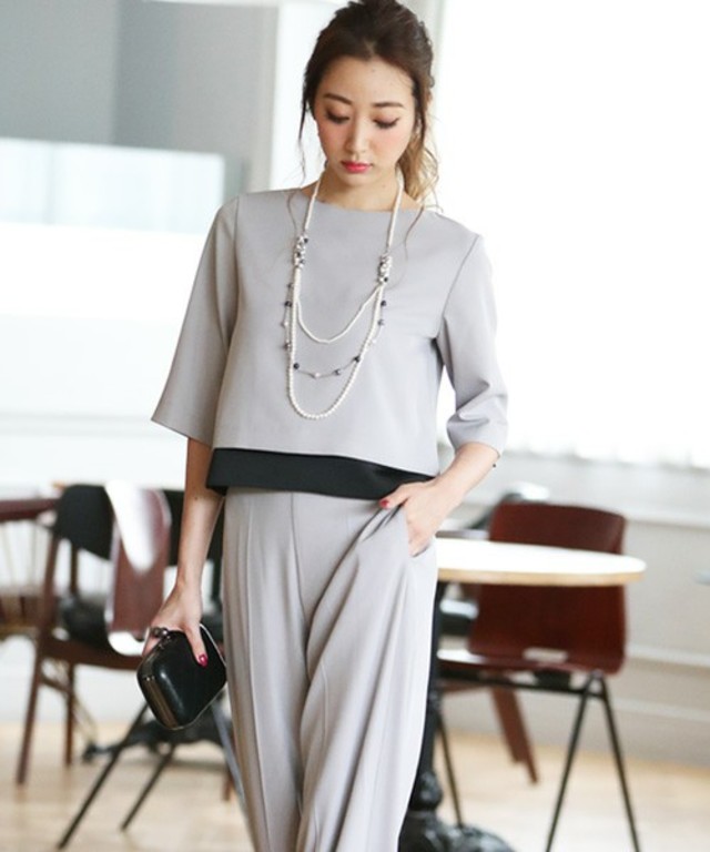 DRESS LAB ツートンセットアップワイドパンツドレス