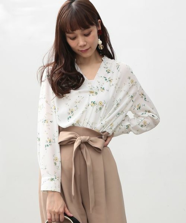 ViS　フラワープリントスキッパーシャツ