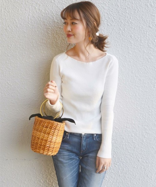 ボートネックリブプルオーバー