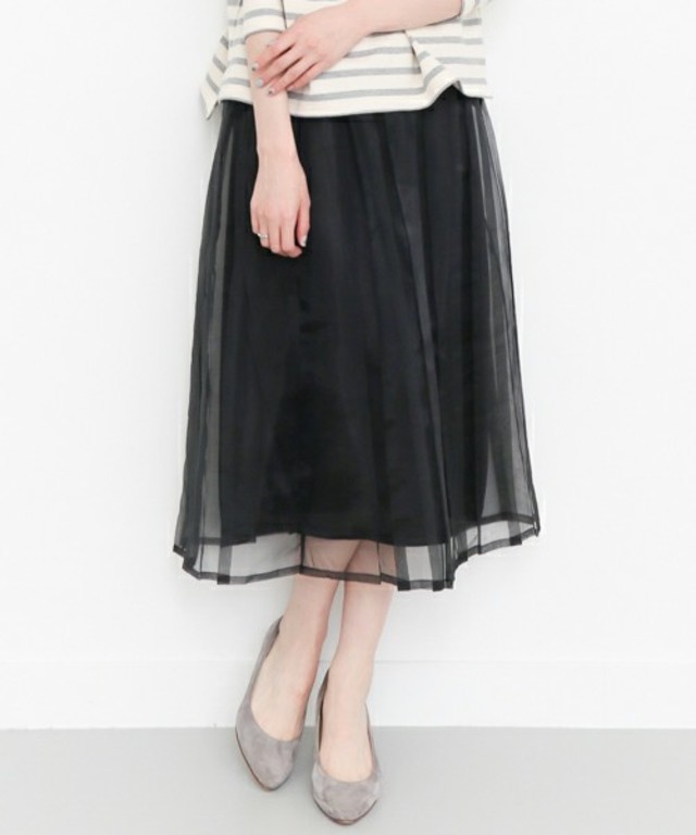 KBF オーガンジープリーツスカート