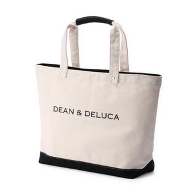 【DEAN & DELUCA】 ブラック&ナチュラル　キャンバストートバッグ