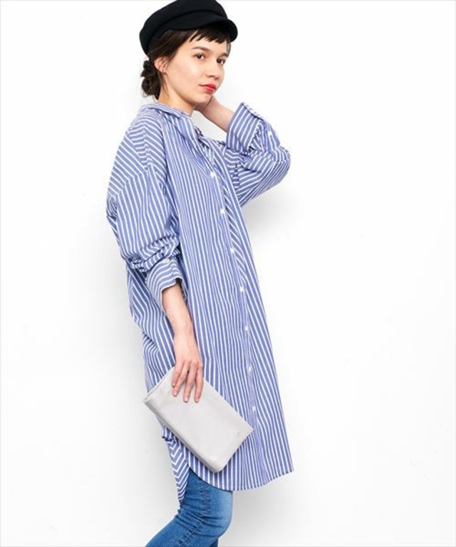 ADAM ET ROPE'　タックカフスシャツワンピース