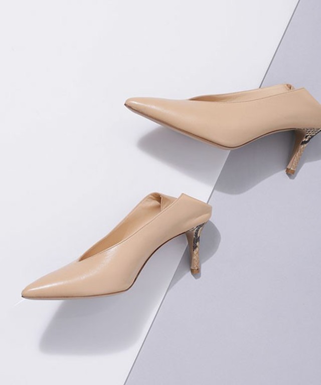 FABIO RUSCONI　コンビヒールパンプス