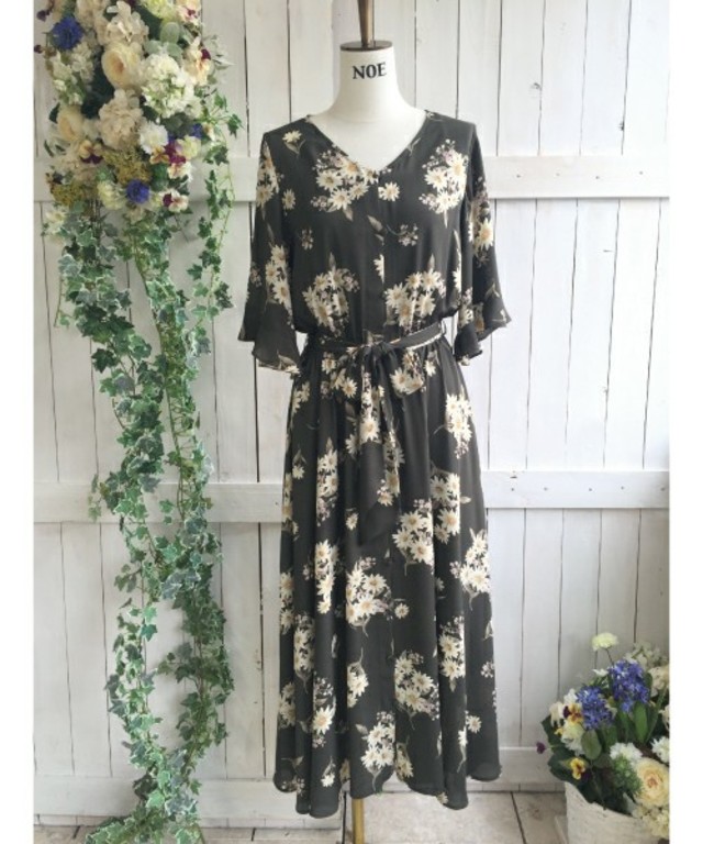 オリジナルマーガレット柄ロングワンピース