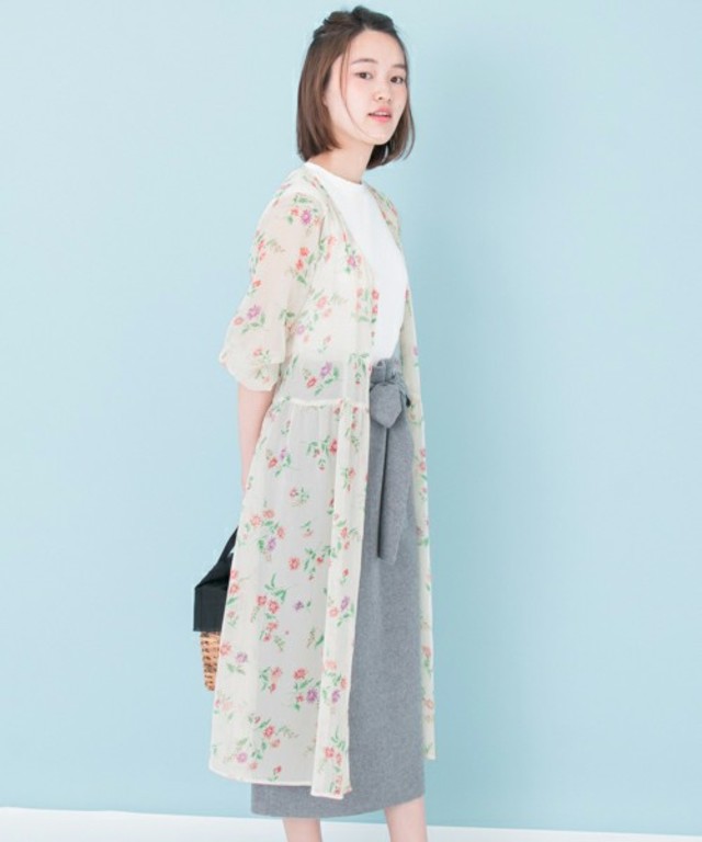 楊柳フラワープリントワンピース