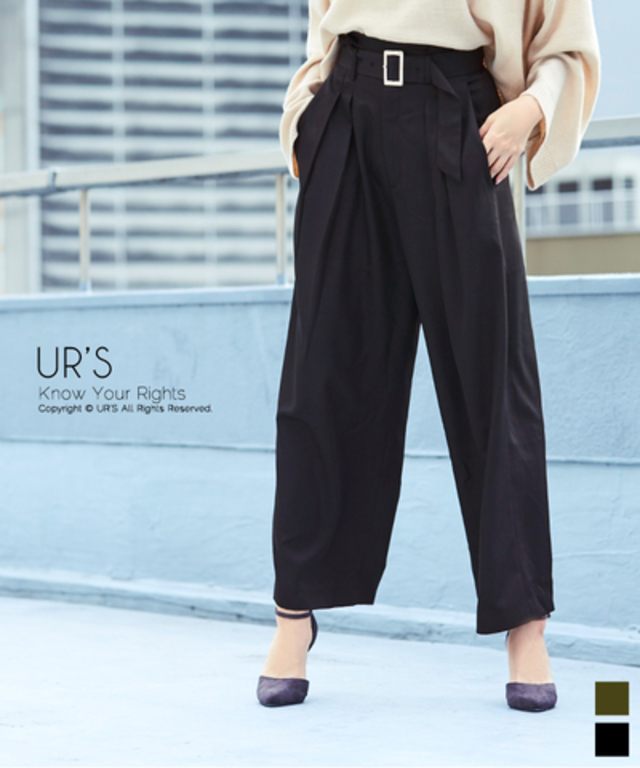 ur's ベルト付きジャストウエストワイドパンツ