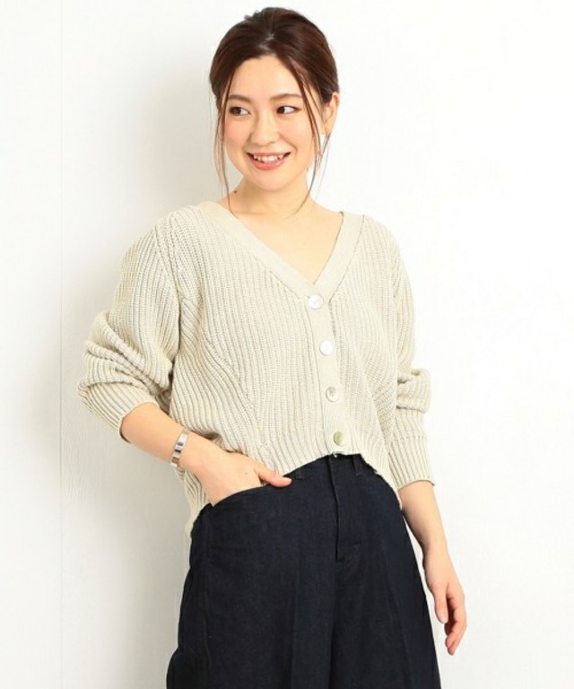 地柄ショートカーディガン