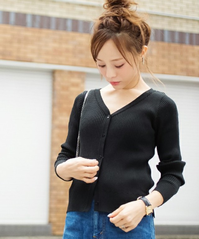 2wayリブニットカーディガン