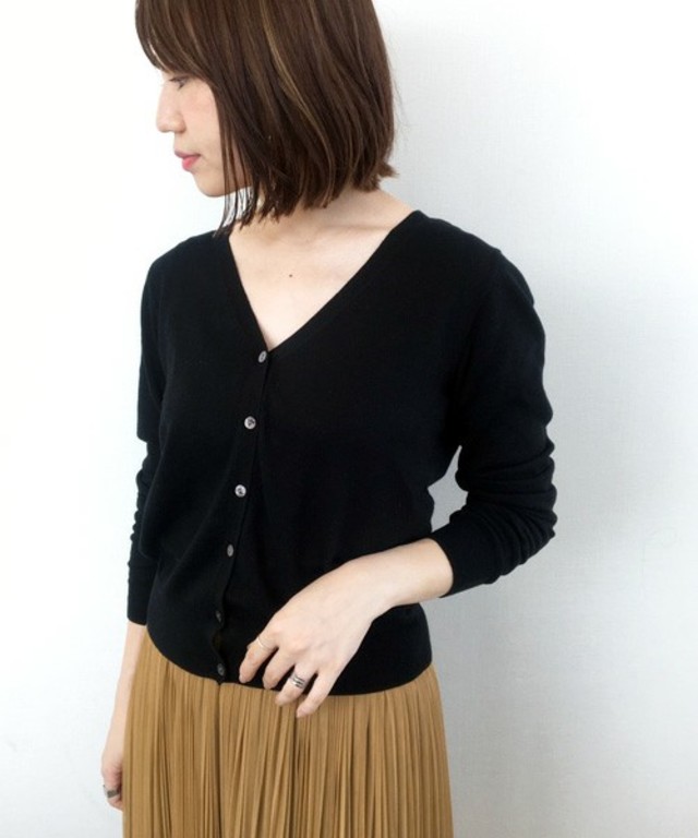 カシミヤ混コットンＶネックカーディガン
