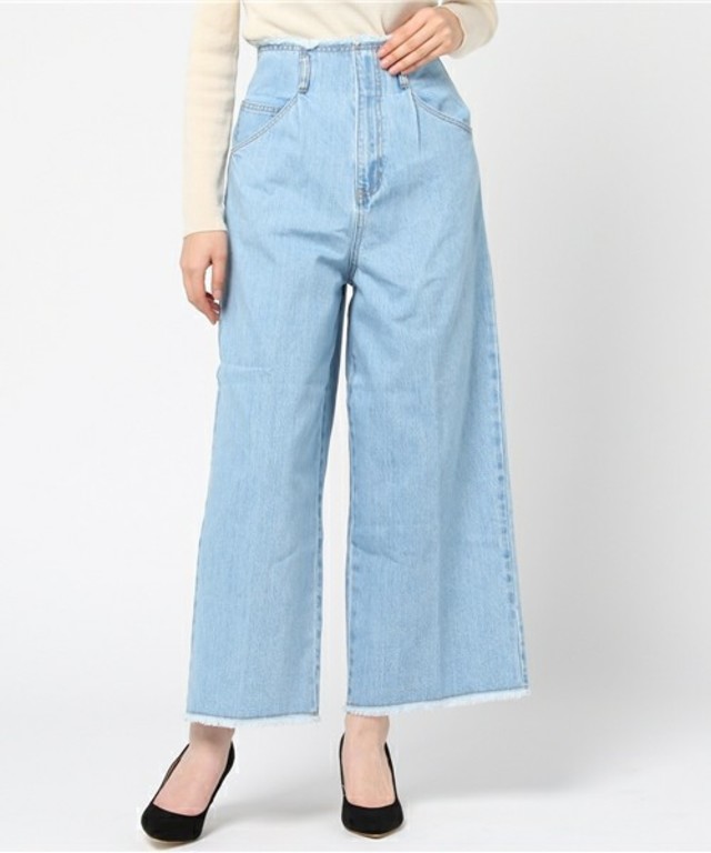 11ozデニムフリンジワイドパンツ