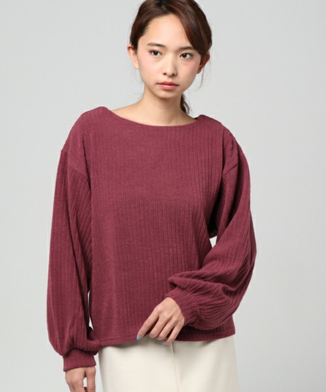 PAGEBOY　袖ボリュームリブニットプル