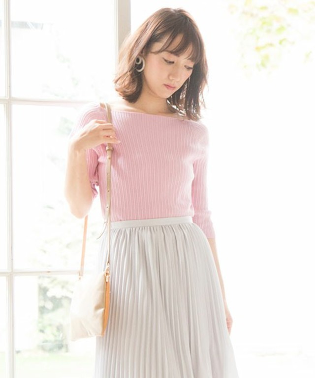 MERCURYDUO シンプルリブボートニット