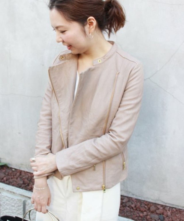 Spick & Span / ソフトラムレザーライダースブルゾン