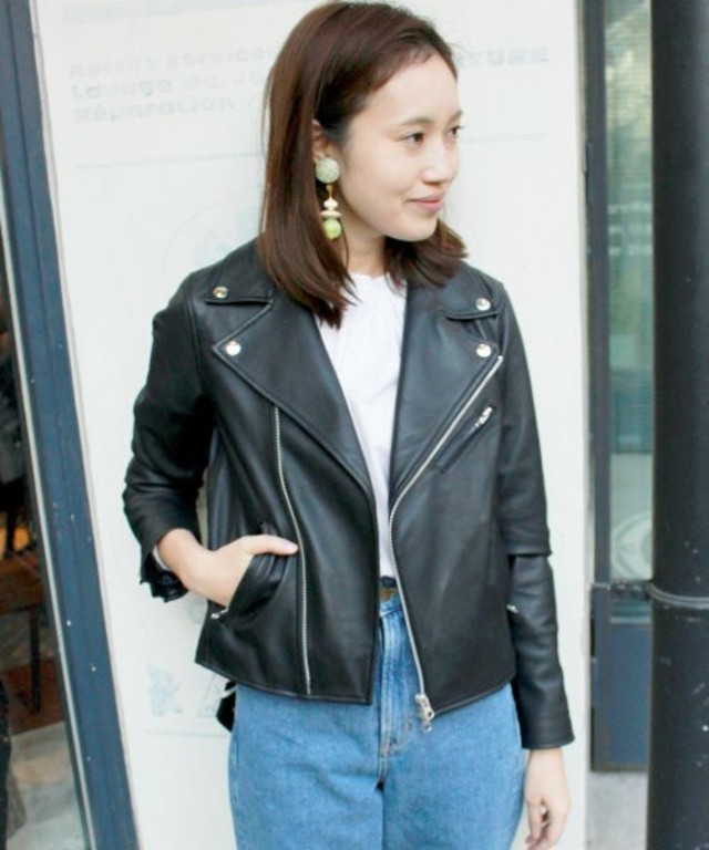 SLOBE IENA レザーライダースブルゾン