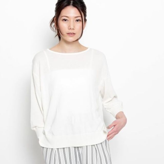 天竺ボートプルオーバーニット