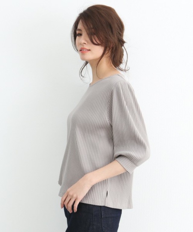 Rouge vif ワイドリブパフスリーブ