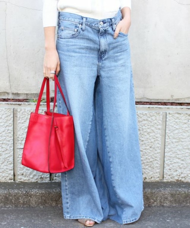 IENA  ブロッキングフレアデニムパンツ